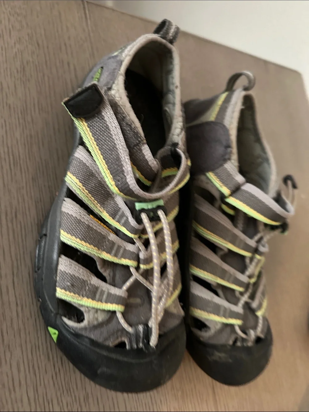 Kids Grey and Lime Keen Outdoor Sandals